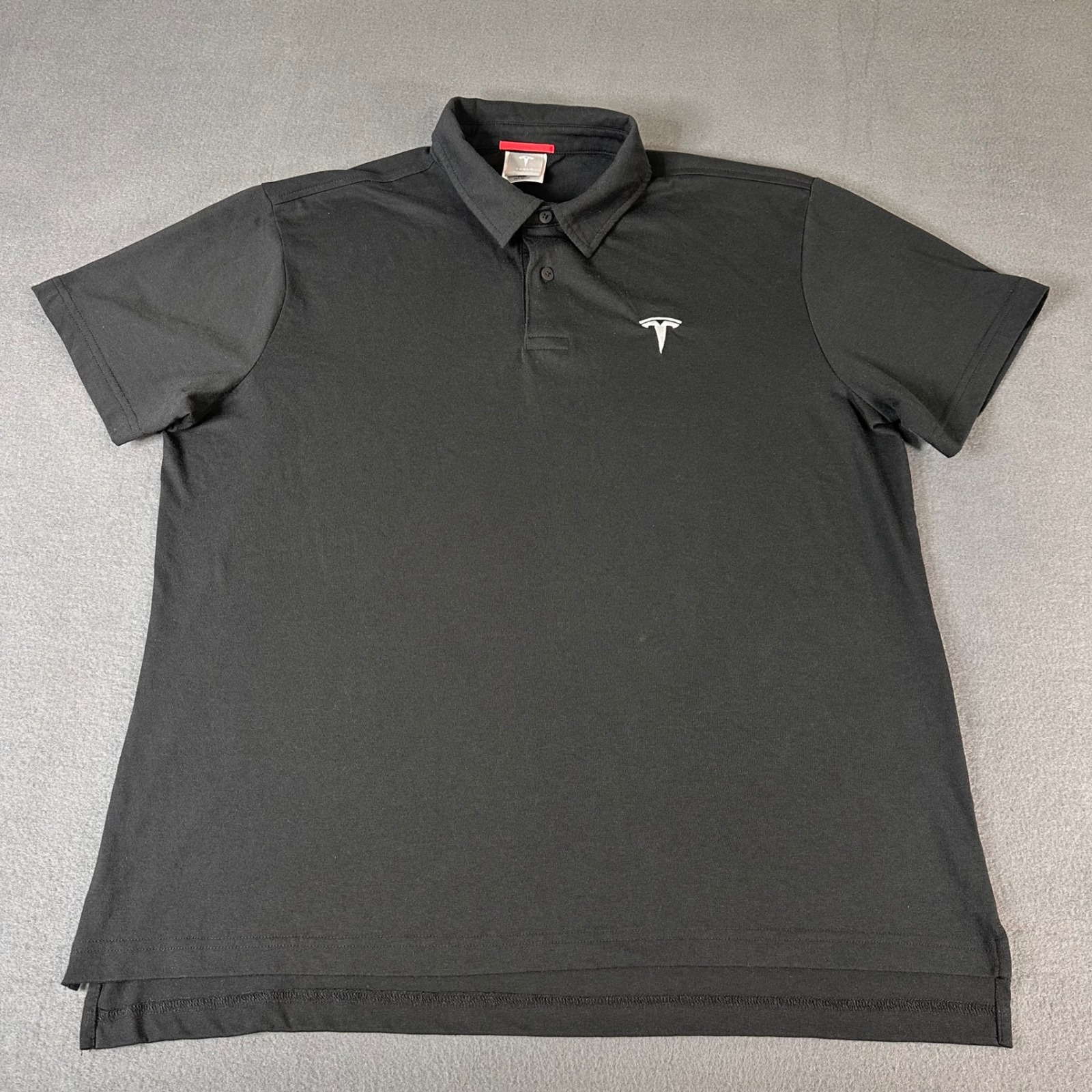 Tesla Motors Mens Xl Black Short Sleeve Polo Shirt Embroidered Logo Tsl2976